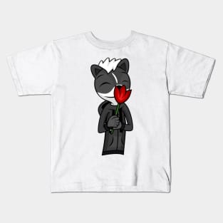 Melville the Rose-Sniffing Skunk Kids T-Shirt